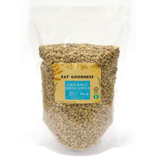 Eat Goodness Organic Green Lentils - 10 X 1KG