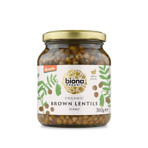 Biona Organic Brown Lentils In A Glass Jar - 6 x 360Gr