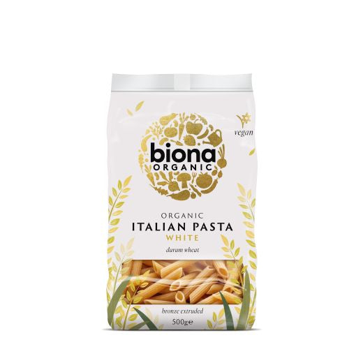 Biona Organic White Penne Bronze Extruded - 12 x 500Gr