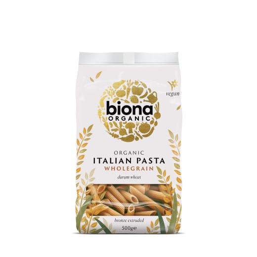 Biona Organic Whole Grain Penne - 12 x 500Gr