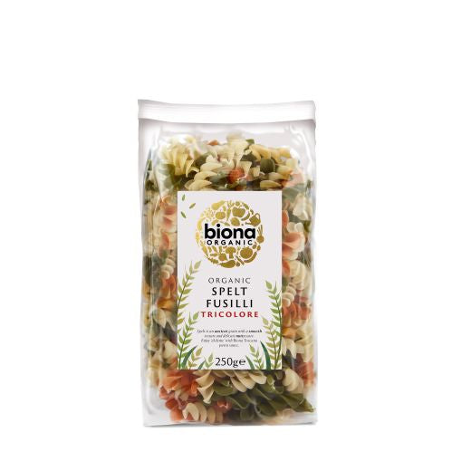 Biona Organic SpeLt Fusilli Tri-Color Pasta - 12 x 250Gr