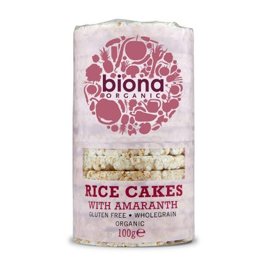 Biona Organic Rice Cakes With Amaranth Organic -WholeGrain - 12 x 100Gr