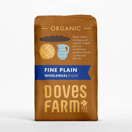 Doves Fine Plain Wholemeal Flour Organic - 5 X 1Kg