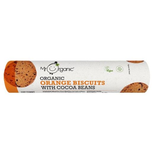 Mr Organic Orange Biscuits With Cocoa Beans - 12 x 250Gr