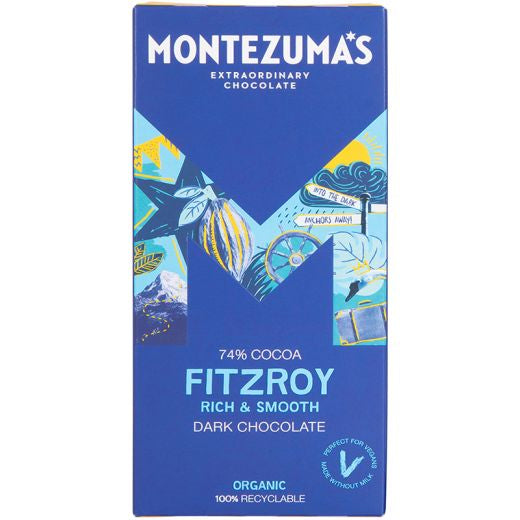 Montezuma's Fitzroy Org Dark Chocolate Bar 90G %72 Cacao - 12 x 90Gr