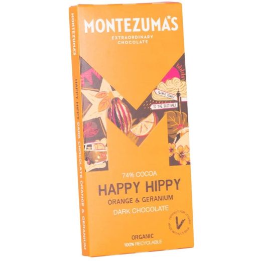 Montezuma's Happy Hippy Organic Dark Chocolate 90G - 12 x 90Gr