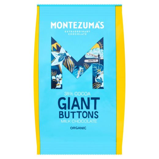 Montezuma's Milk Chocolate 37% Organic Giant Buttons Bag - 8 x 180Gr