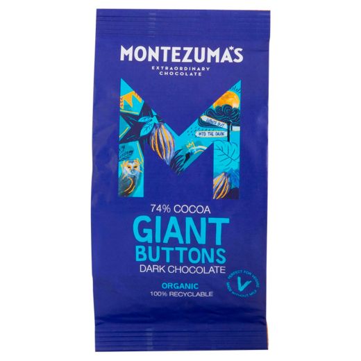 Montezuma's Dark Chocolate 74% Organic Giant Buttons Bag - 8 x 180Gr