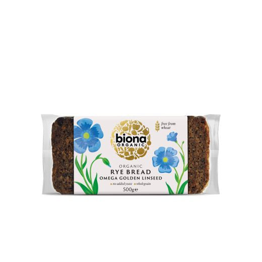 Biona Organic Omega Rye Bread With Linseed Gold - 6 x 500Gr