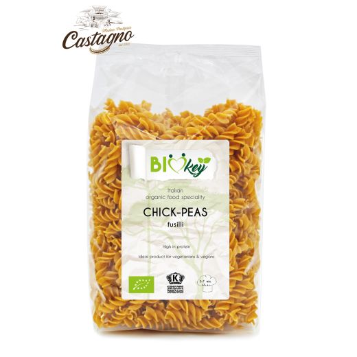 Biokey Organic 100% Chick Peas Fusilli - 12 x 250Gr