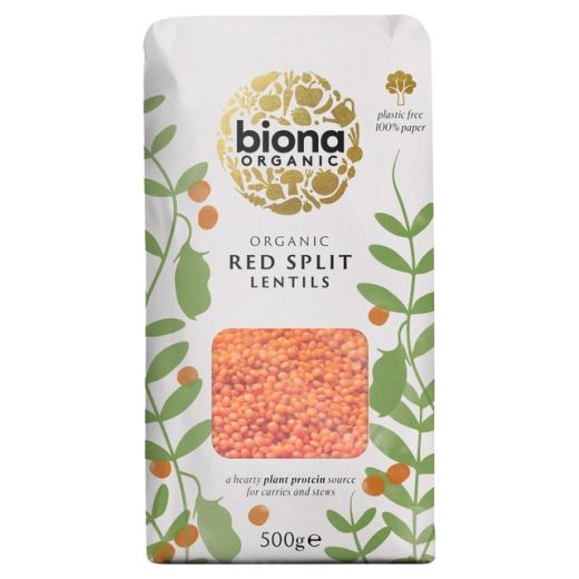 Biona Organic Red Split Lentils - 6 x 500 G