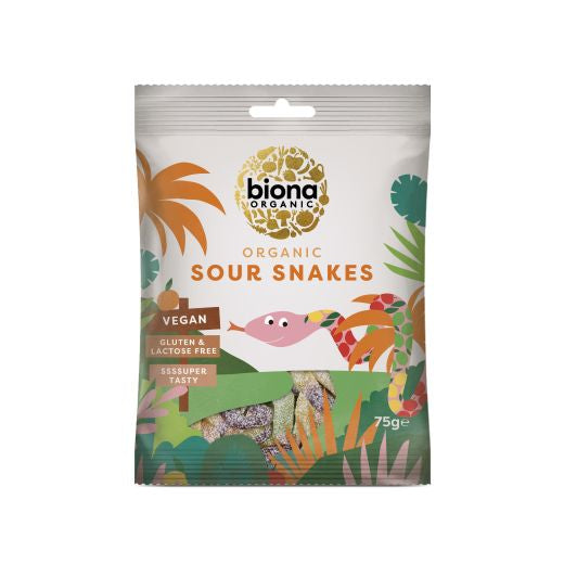 Biona Organic Sour Snakes Organic - 10 x 75Gr