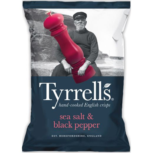 Tyrrells Potato Chips Sea Salt & Crushed Black Pepper - 12 x 150Gr