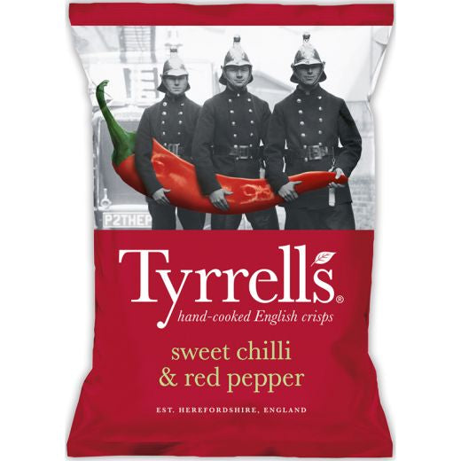 Tyrrells Sweet Chilli & Red Pepper Hand Cooked Potato Chips - 12 x 150Gr