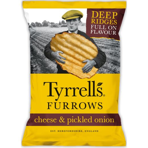 Tyrrells Furrows - Mature Cheddar & Pickled Onion Potato - 8 x 150Gr