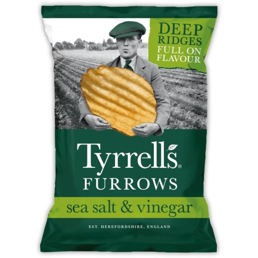 Tyrrells Furrows Sea Salt & Vinegar Potato Crisps - 8 x 150Gr