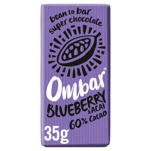 Ombar Blueberry & Acai Chocolate Bar - 10 x 35Gr