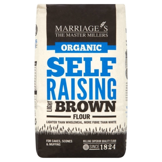 Marriage's Organic Light Brown Self Raising Flour - 6 x 1KG